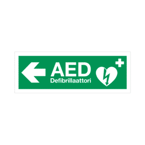 AED-kyltti – heijastava muovi – nuoli vasemmalle