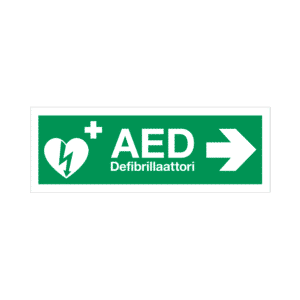 AED-kyltti – heijastava muovi – nuoli oikealle