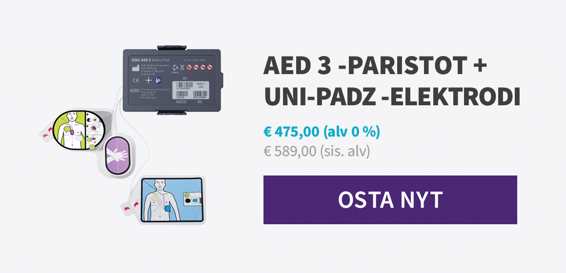 ZOLL AED 3 -paristot ja CPR Uni-Padz -elektrodi